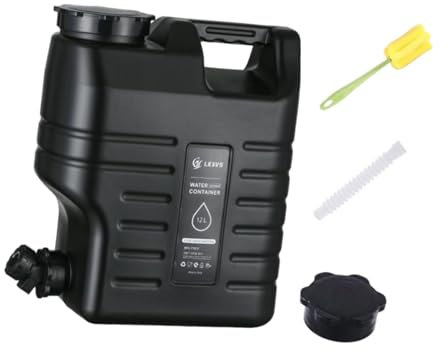 Amagogo Réservoir d'eau de 12 L, pichet de Stockage d'eau avec Robinet, bidon d'eau, Porte-Eau pour, Pique-Nique, pêche, Camping d'urgence, Noir