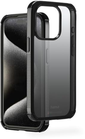 Hama Handyhülle Extreme Protect für Apple iPhone 15 Pro (Bumper D3O-lizenziert, stoßfest, sturzsicher und bruchsicher, Case für induktives Laden, Farbverlauf) schwarz