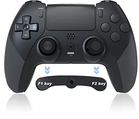 Shiptree Mando para PS-4, Game Mando Inalámbrico para P4/Slim/Pro Gamepad Joystick con Turbo, Programable Botón, Dual Vibración, 6 Axis Gyro Sensor, Touch Panel, Audio Jack Speaker-Negro