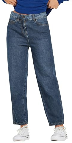 PixieGirl Petite Dark Blue Non-Stretch Barrel Leg Jeans Petite