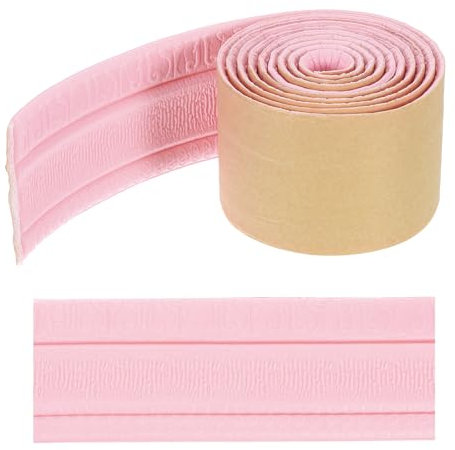 sourcing map 3D Wall Edging Self-Adhesive 89x3.1 Flexible Peel and Stick Molding Trim for Wall Mirror Door Wardrobe Gap Sealing Frame Lines, Pink