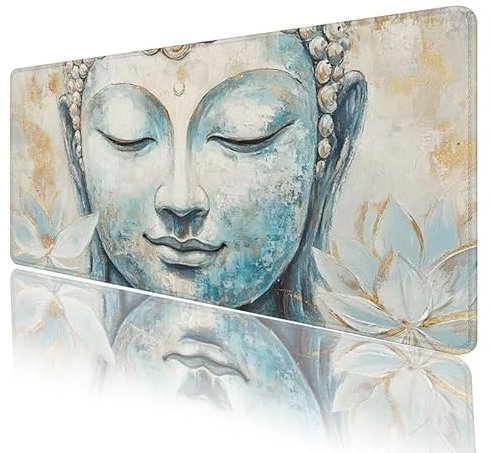 Mauspad Grau Mousepad XXL 800 x 300 x 3 mm Groß Gaming Mauspad Zen Schreibtischunterlage mit Vernähte Kanten, Anti-Rutsch Mouse Pad für PC, Laptop, für Home Zimmer Office Deko, Geschenke H-1032