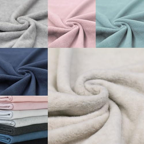 Baumwollfleece | Sherpa | für Bekleidung | zum Abfüttern von Mützen, Jacken | Ökotex | ab 50 cm | Meterware (hellbeige melange)