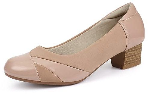 Ortho+rest Scarpe Eleganti Donna per Alluce Valgo con Tacco Basso - Loafer Ortopediche Slip-on (40,Nude)
