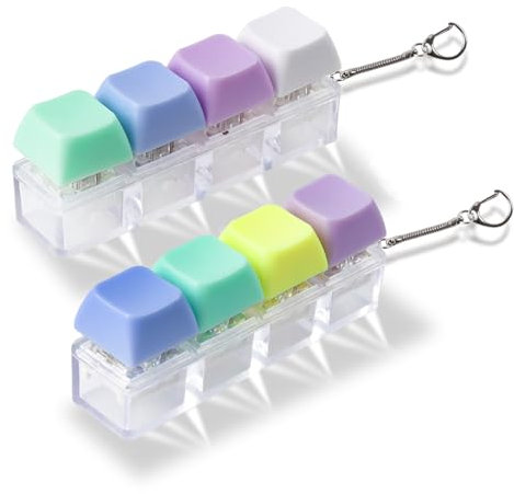 2 PCS Quiet & Loud Keyboard Fidget Toy Fidget Keyboard for Relief Stress Portable Keyboard Fidget Keychain Gift Silent Keyboard Fidget Clicker Clicky Fidget Keyboard for Quiet and Noisy Scenes