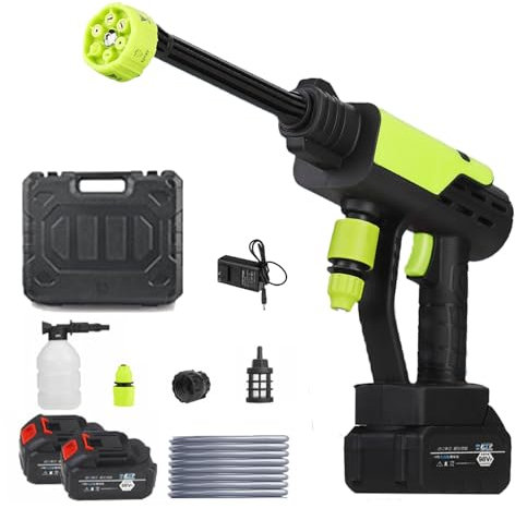 Nettoyeur Haute Pression sans Fil, 60Bar Nettoyeur Haute Pression Portable avec 2 Batteries, Pistolet Haute Pression sans Fil pour Voiture, Terrasse, Pelouse