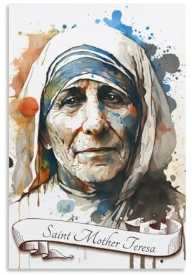 aaaaab 'Santa Madre Teresa India Wall Art per corridoio e scale soggiorno e bagno decorazione quadro tela 20x30 pollici (50x75 cm)
