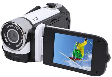 Sonew 16 MP Digitalkamera, 1080p -Videoaufzeichnungskamera, 16x Digitaler Zoom, 2,4 -Zoll -Bildschirm, Tragbare Leichte Kamera mit Externem Mikrofon, Fülllicht (White)
