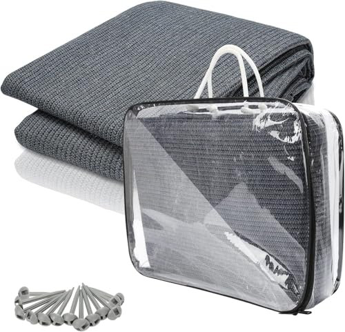 KOIUEYW Tapis D'auvent 250x500 cm - Tapis de Camping D'extérieur – Tapis D'extérieur Résistant aux Intempéries, pour Camping-Car, Camping, Caravane, avec Sac de Transport et Clous de Fixation
