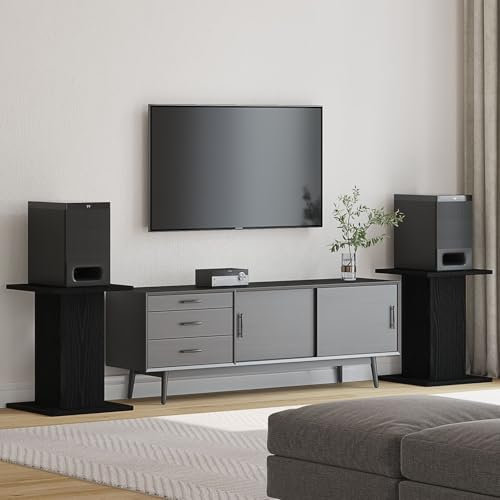 Juroupi Speaker Stands 2 Pack Black Oak 30x30x40 cm Made of Engineered Wood,Speaker Stands,Speakers/Stereo/Home Cinema Floor Stands-868054