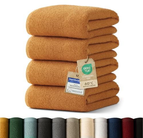 Blumtal Premium Frottier Handtücher Set 4 teilig 100% Baumwolle - Oeko-TEX zertifiziertes Towel 4X (50x100 cm) - Ultra saugstarkes Frottier Handtücher Set waschbar °60 - Handtuch Hellblaun