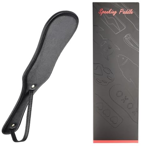 PureSex BDSM Peitsche aus schwarzem Kunstleder Paddle für Sex Spanking für Paare Bondageset Fessel Set Anfänger Sexspielzeug für Paare extrem Sex BDSM Set Mit Box