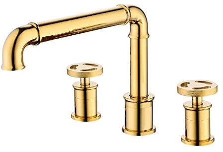 Grifo Mezclador de Lavabo de Estilo Industrial Negro Mate con Doble manija para baño y Cocina, diseño Retro, 3 Orificios, Agua Caliente y fría (Color