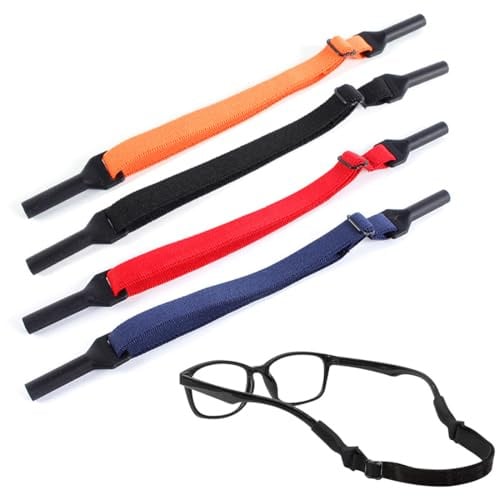 GNALIA Porta Occhiali Da Collo 4 Pezzi Regolabile Nero Arancione Rosso Blu Scuro Universale Per Uomini Donne Bambini Sportivo