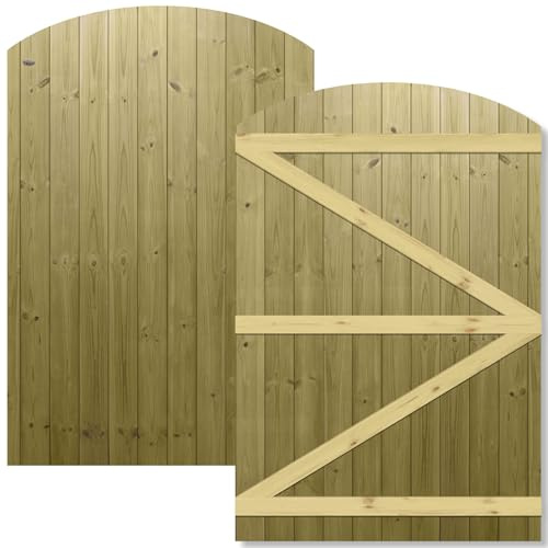 Arch Top Garden Gate 6x4ft (H: 6ft x W: 4ft) Semi-Braced Tongue & Groove Handmade Wooden Side Entry Pressure Treated Pedestrian - Ideal Home Pathway/Walkway Access Height: 1800mm x Width: 1200mm
