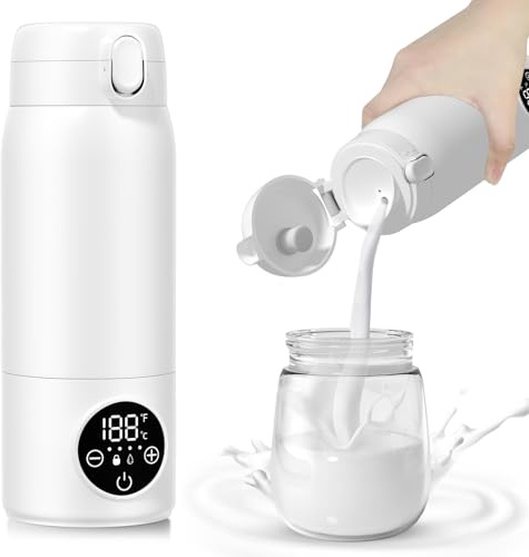 GJCrafts Scaldabottiglie portatile elettrico a riscaldamento rapido ricaricabile (500 ml) con indicatore LED per latte materno e acqua, per auto, campeggio e viaggi