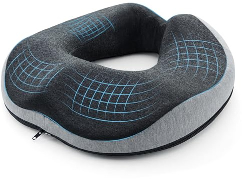 Tel Charme * Ergonomisches Memory-Foam-Donut-Kissen für Steißbeinschmerzen, Hämorrhoiden & Ischiaslinderung – orthopädisches Ringkissen für Bürostuhl, Rollstuhl, Erholung nach der Geburt und