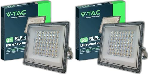 V-TAC LED Strahler Außen 50W - [Samsung-Chip + RLE-Technologie] - 5000 Lumen - IP65 - LED-Fluter für Haus, Garten, Garage, Lager - LED-Außenstrahler - CCT 3-IN-1 Licht Warm, Kalt oder Neutral