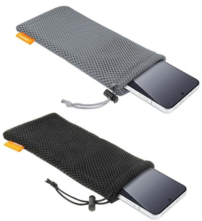 SCJJZ 2Pcs Bolsillo para teléfono móvil, Bolsa de Malla de Nailon con Cordón, transpirable, bolsa para movil,Bolsa con Goma elástica, Pouch para Cualquier Smartphone/teléfono móvil