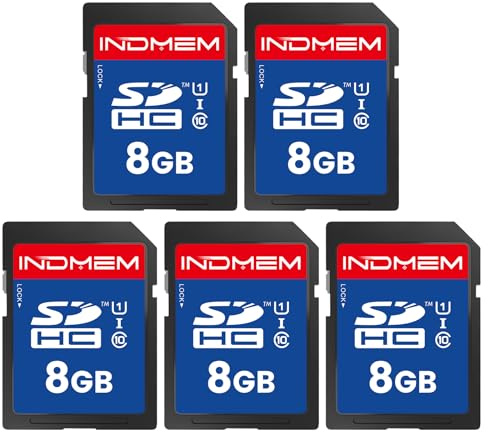 SD Card 8GB UHS-I SDHC U1 Class 10, High Speed Card 5 Packs | SD Memory Card 8GB for Digital Camera, Computer, Trail Camera