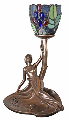 Tischlampe Jugendstil Tiffany Leuchte (ohne Leuchtmittel) Frauenskulptur Polystein Tischleuchte Frau is279 Palazzo Exklusiv