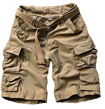 Elonglin Herren Cargo-Shorts kurz geschnittene Outdoor-Bermuda-Shorts ohne Gürtel, Taillenumfang 72,4 cm (Asian M) Grau