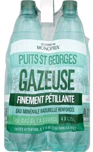 Monoprix Eau gazeuse finement pétillante Puits St Georges - Les 4 bouteilles de 1,25L