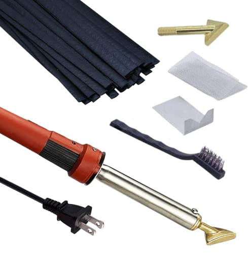 Massca Plastic Welding Kit with Welder, Rods, Reinforcing Mesh, Hot Iron Stand, and Wire Brush - Plastic Bumper Repair Kit DIY Arts, Crafts & Professional Surface Repair, Portable 80 Watt