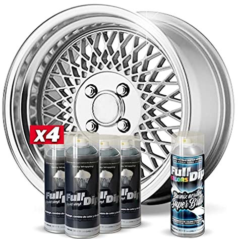 AutoFullCar Pack 4 Sprays Full Dip HYPERSILVER Metallic Brillo