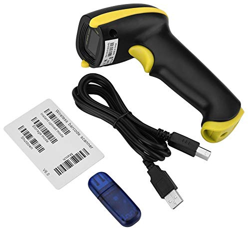 Garsent Drahtloser Barcode-Scanner 2,4 GHz Barcode-Barcode-Scanner-Reader für Android Windows(Gelb)