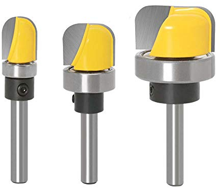 Gasea 3pcs 1/4 Inch Shank Round Nose Router Bit Set Bowl & Tray Template Bottom Woodwork Cutter Tool 3/4 1/2 1-1/8