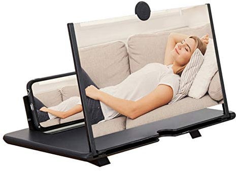 STEBRUAM Lupa de Pantalla, 14'' Stretch Design Screen Mobile Phone Soporte Plegable Adecuada para Ver Videos de películas en Todos los teléfonos Inteligentes (Negro)