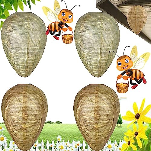 4-Stück Wespennest Im Freien, wasserdichte Wespennest Lockvögel, Wespennest Lockvogel, Wespennest, Hornissen Laternen Nest, Geeignet für Terrasse, Garten, Outdoor