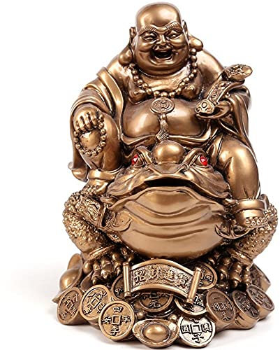 Buddha-Statue Lachend Maitreya Sitzt Auf Glücklichen Münzen Feng Shui Ornament Home Office Tischtischdekoration
