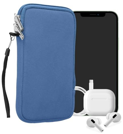 kwmobile Handytasche für Smartphones XL - 6,7/6,8 - Neopren Handy Hülle Azurblau - Handy Tasche 17,2 x 8,4 cm Innenmaße