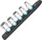 HAZET Smart-Rail 900Z-SR/5 I magnetische Unterseite mit 5 Steckplätzen, Antrieb: Vierkant 12,5 mm (1/2 Zoll), Abtrieb: Außen-Doppel-Sechskant I Kunststoff-Steckleiste für Steckschlüssel