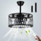 Silent Ceiling Fan with Lights and Remote Control Retro industrial Fan Chandelier Lighting Black Metal Cage Pendant Light 3 Speeds Ceiling Fan Lamp for Bedroom Living Room Dining Room Kitchen, E14*4