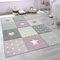 Paco Home Teppich Kinderzimmer Kinderteppich Junge Mädchen Spielteppich Modern Herz Punkte Sterne 3D Effekt Lila Grau Creme, Grösse:160 cm Rund