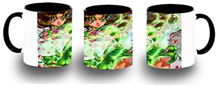 MERCHANDMANIA TAZA NEGRA sailor moon jupiter personaje anime guerrera color mug.