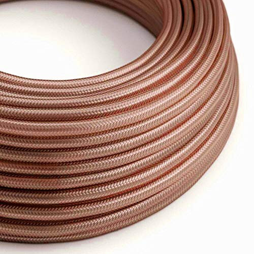 LEDSone Cavo elettrico rotondo vintage a 2 conduttori da 5 m rivestito in tessuto color oro rosa Ideale per luci
