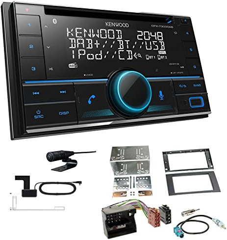 Kenwood DPX-7300DAB 2-DIN Autoradio mit Bluetooth Digitalradio DAB+ USB CD passend für Ford Fusion 2005-2012 schwarz