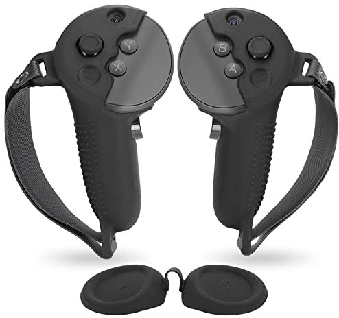 XIAOGE Controller-Griffe für Meta Quest Pro Zubehör mit aufzuladendes Design und verstellbarem Anti-Wurf-Handgelenk-Knöchelriemen, Silikon-Anti-Rutsch-Schutzhülle, Schutz für Quest Pro