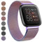 Armband kompatibel mit Fitbit Versa Armband/Fitbit Versa 2 Armbänder für Damen und Herren, atmungsaktives Edelstahl-Mesh-Schlaufe, verstellbares Armband, Ersatz-Metallarmband, Large