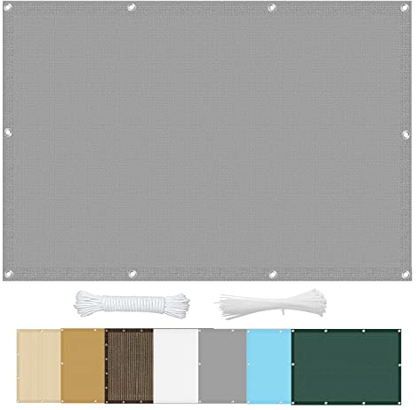 Sonnensegel Sonnenschutz 3.8 x 9 m UV-Schutz 85% Sonnensegel Schattennetz mit Ösen und Befestigungsseile für Außenbereich,Garten, Grau
