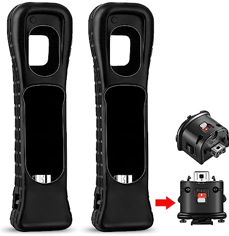 XiQiDianr 2 Motion Plus Attachment and 2 Silicon Case for Nintendo Wii Remote Controller, Motion Plus Adaptor Sensor Accelerator Replacement for Wii Motion Plus Adapter（Black）