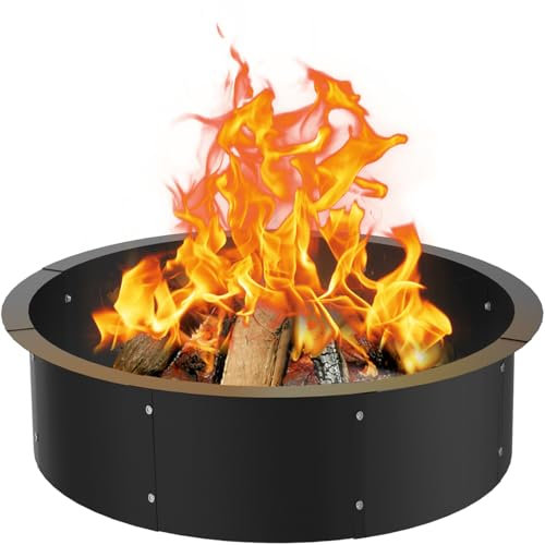 Comzinn 101,6 cm runder Feuerschalenringeinsatz für Holzverbrennung im Freien, 101,6 cm außen, 91,4 cm innen, DIY Outdoor-Feuerstelle, Auskleidung für Garten, Terrasse, Hinterhof oder Camping, 1,5 mm