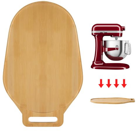 Bamboo Sliding Mat for Kitchenaid Mixer, Mixer Mover Slider Mat Pad Compatible with Kitchenaid Bowl Lift 5-8 Qt Stand Mixer,Kitchen Appliance Slider Mat, Kitchen Aid Mixer Accessories,with Handle