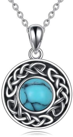 VONALA Türkis Kette Damen Silver 925 Vintage Boho Türkis Halskette Anhänger Türkis Schmuck für Ehefrau/Mutter/Großmutter (Knot)