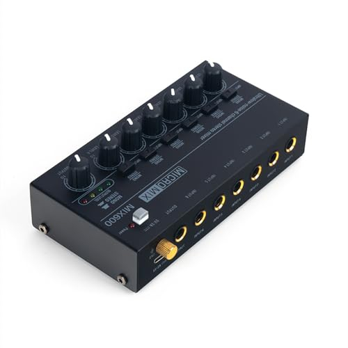 suckoo 6 Channel 6.35mm TRS 3.5mm HiFi Audio Mixer Headphone Amplifier Switcher 6 in 1 Out 4 in 1 Out Mixer Controller for Cell Phone Computer External Audio Headphone Sound Card Stereo Amplifier