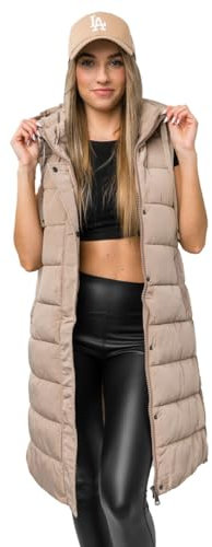 BOLF Damen Weste Bodywarmer Steppweste Daunenweste Funktionsweste Vest Ärmellose Sportweste Kapuzenweste Wärme Freizeit Outdoor Slim Fit Modellauswahl MY6315 Beige L [U1U]